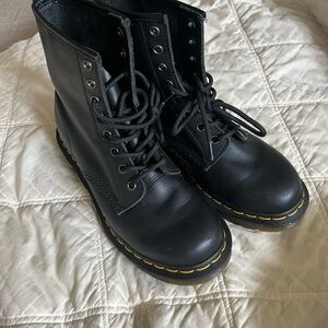 Dr. Martens Black Boots with Yellow Stitching